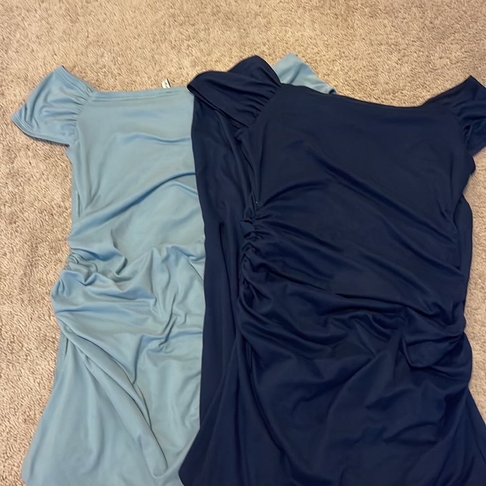 2 blue long maternity dresses with slit